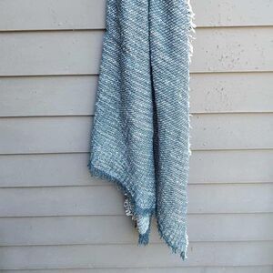 Tickled Pink Blue White Woven Wrap Scarf